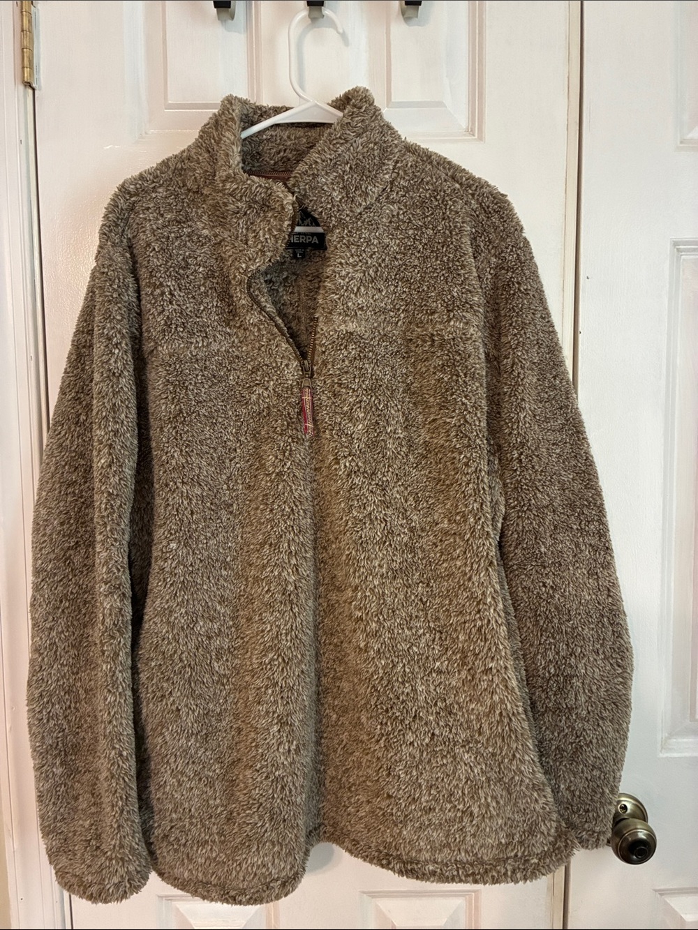 Men's Sherpa Zip-Up Jacket in Taupe - Cozy Fleece Pullover